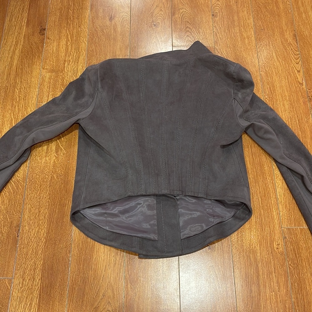 BCBGMaxAzria Gray Suede Asymmetrical Jacket - Picture 7 of 7